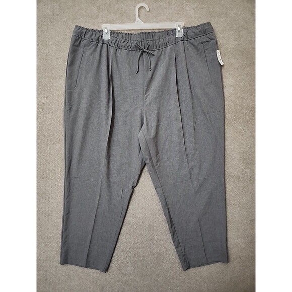 Old Navy Billie Straight Trouser Pant Women 3X Gray Pull On Drawstring NEW - Picture 3 of 10